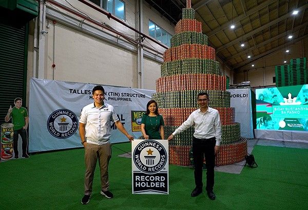 Philippines sets world record for giant Christmas tree made from sardines cans