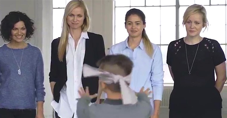 They Blindfold A Little Boy and He Tries To Find Mom
