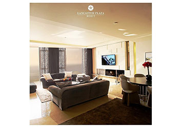 Noble Suite living room at Lancaster Plaza