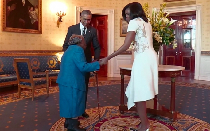 President Obama dances with 106 years old woman