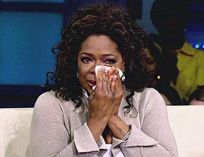 Oprah Winfrey breaks down on TV