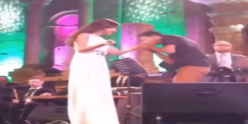 The moment fan jumps on stage to reach Nancy Ajram
