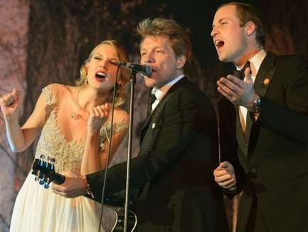 Prince William, Bon Jovi and Swift sing at charity event