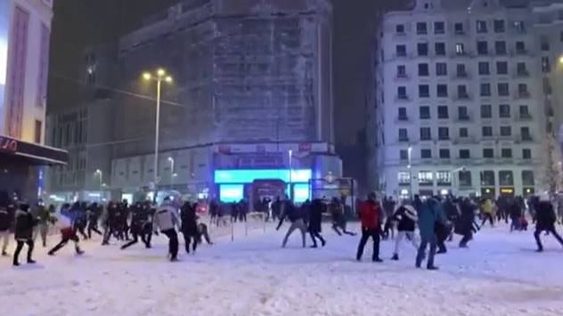 In Video: Police In Madrid Break Up Huge Snowball Fight