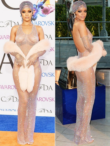 Rihanna Sparkles In See Through Gown at CFDA Awards
