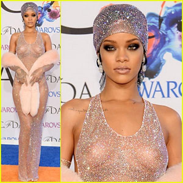 Rihanna Sparkles In See Through Gown at CFDA Awards
