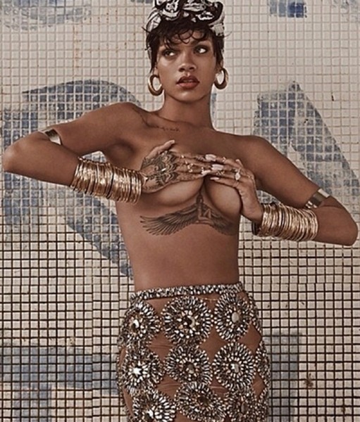 Rihanna goes Topless for Vogue Brazil Photo Shoot