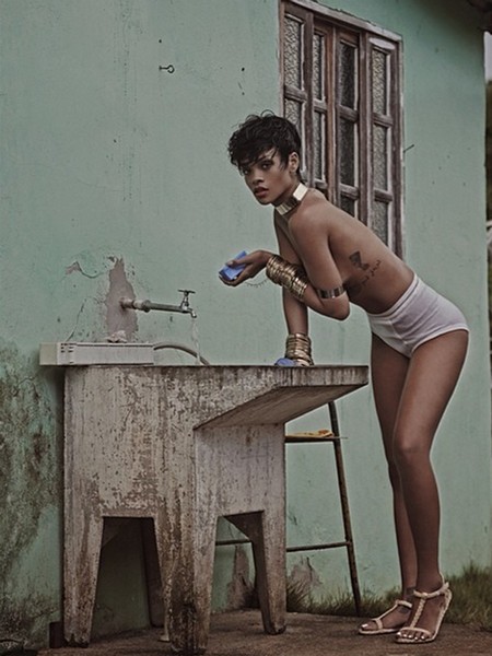 Rihanna goes Topless for Vogue Brazil Photo Shoot