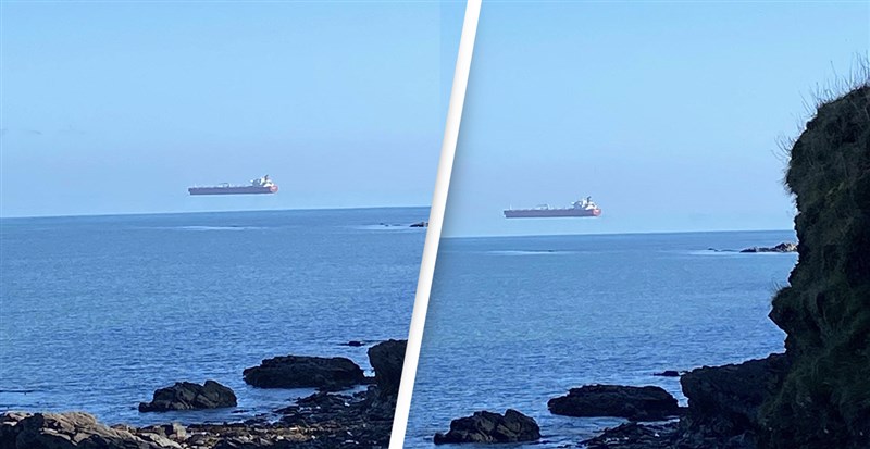In Video: Man In Cornwall Baffled After Spotting Ship Floating Above The Horizon