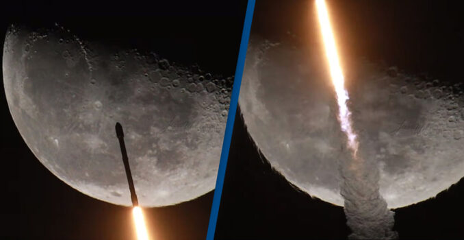 In Video: SpaceX Falcon 9 Rocket Filmed Soaring Past The Moon