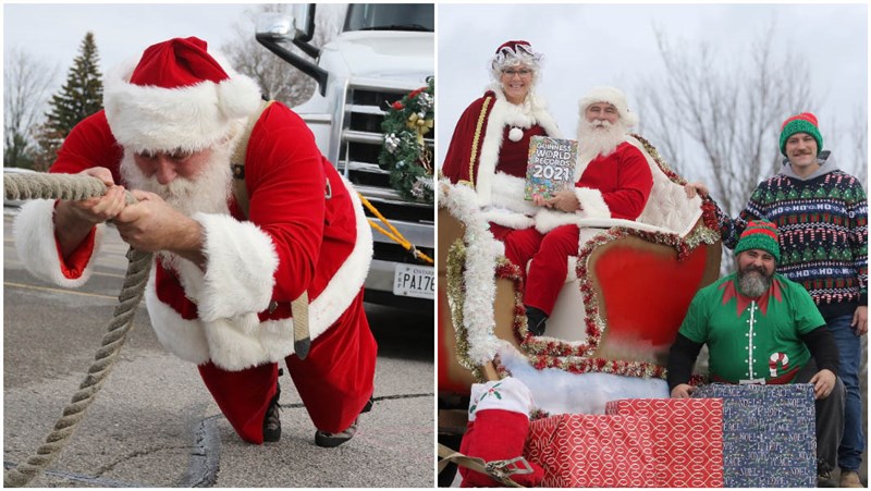 In Video: Santa sets a Guinness record with heaviest slide pull