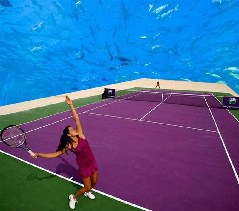In pictures underwater tennis stadium in this country