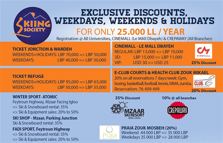 Skiing Society 2016 Official Winter and Summer Discount List !