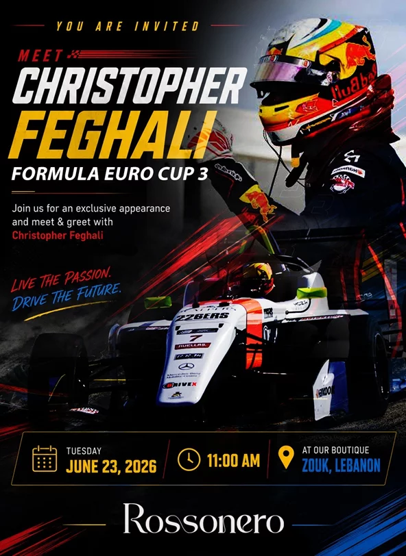 Rossonero Jewelry Supports Lebanese Motorsport Talent Christopher Feghali in Formula Eurocup
