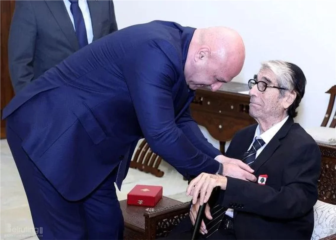 President Joseph Aoun awards the Silver Medal of Merit to artist "Abu Salim"