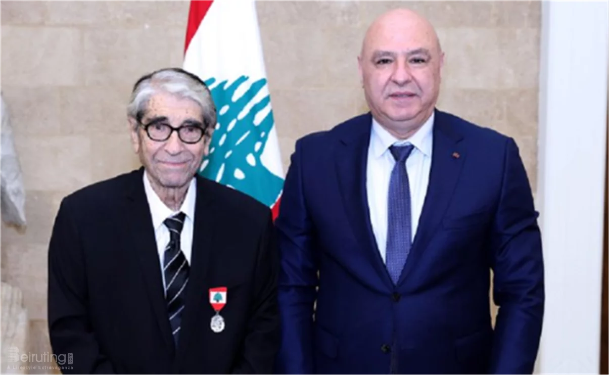 President Joseph Aoun awards the Silver Medal of Merit to artist "Abu Salim"