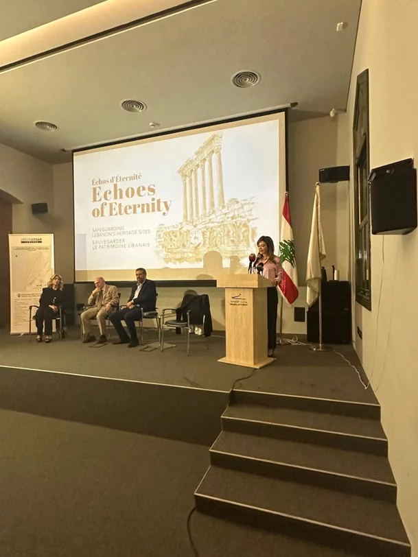 أضاءت خلال إطلاق كتاب "اصداء الأبدية" على كيفية وضع 34 موقعاً تحت حماية اليونيسكو ​وزارة الثقافة عرضت للتهديد الاسرائيلي الخطير للمواقع الأثرية في زمن الحرب