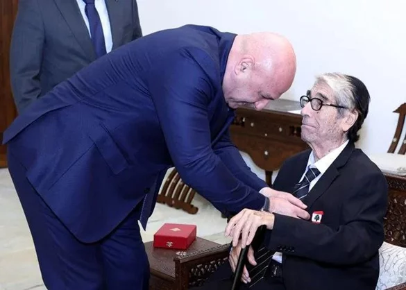 President Joseph Aoun awards the Silver Medal of Merit to artist "Abu Salim"